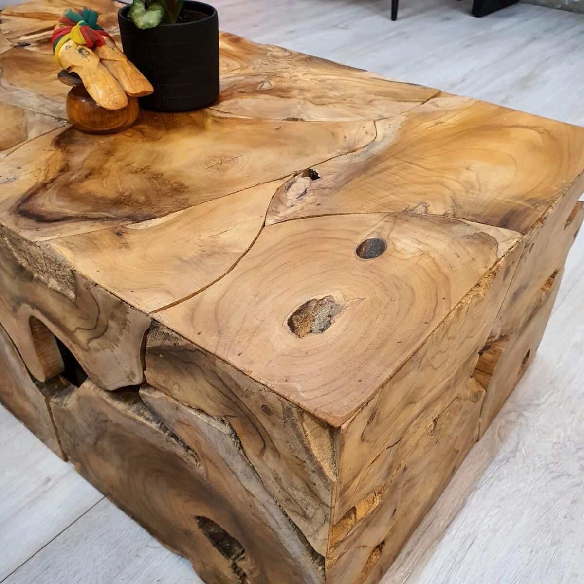 Inlayed Teak Root Coffee Table 90x50cm