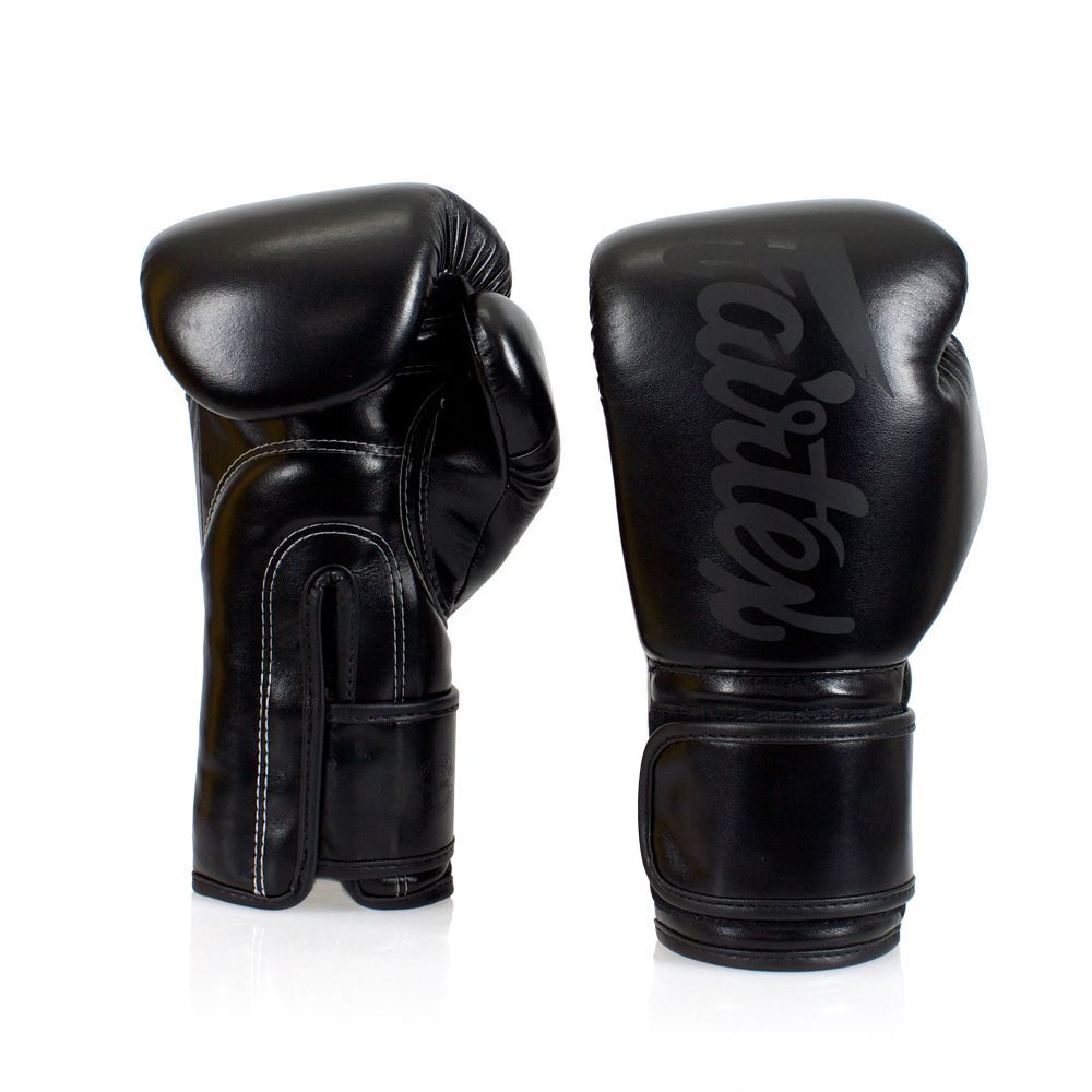 FAIRTEX Solid Black Muay Thai Boxing Sparring Training Gloves