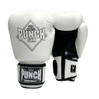 PUNCH BOXING GLOVES-Siam-LEATHER-WHITE-12OZ