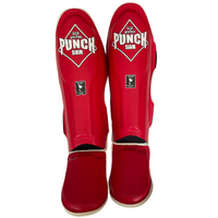 PUNCH SHIN PADS-Siam-LEATHER-RED