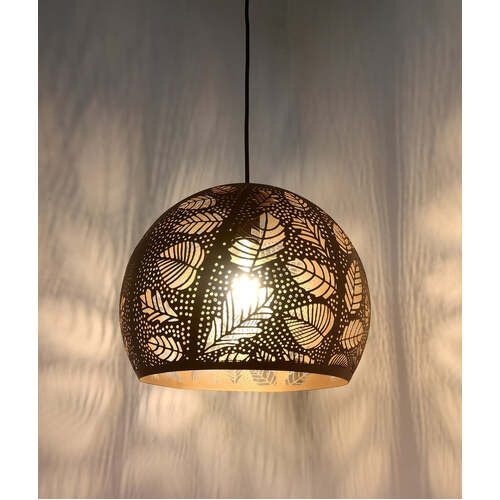 BOTANICA: Bohemian Embossed Dome Shape Pendant Lights in Coffee Color