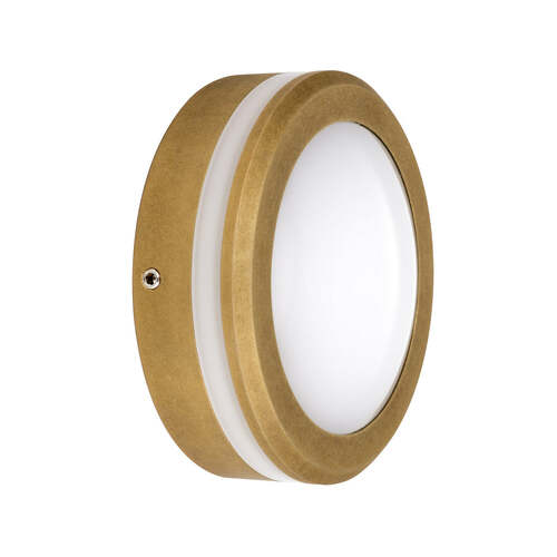 STE: Exterior LED 240V Antique Brass Round Step/Wall Lights IP65