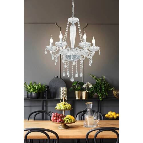 Basilano 1 Chrome & Glass 6 Lights Chandelier Pendant Light