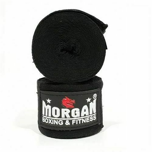 MORGAN Muay Thai MMA Boxing Hand Wraps 180Inch - 4M Long (Pair)[Black]