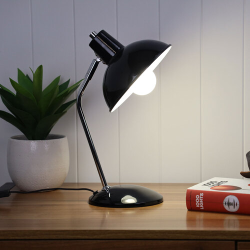 Thea Black and Chrome Desk Lamp