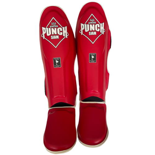 PUNCH SHIN PADS-Siam-LEATHER-RED M