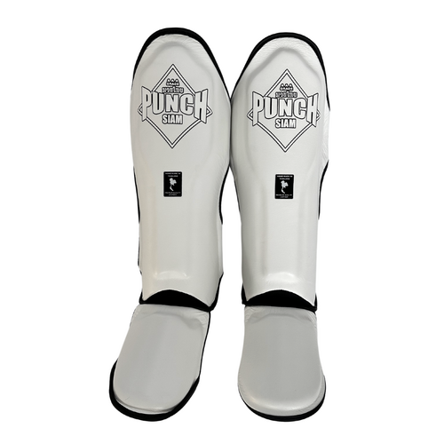 PUNCH SHIN PADS-Siam-LEATHER-WHITE M