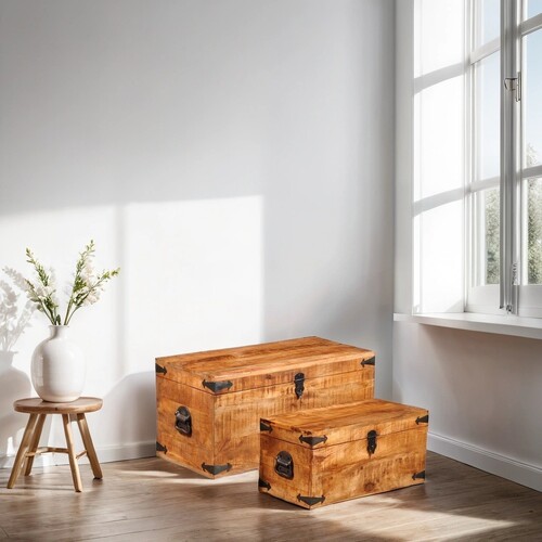 "Astrid" Wooden Storage Chests Set of 2