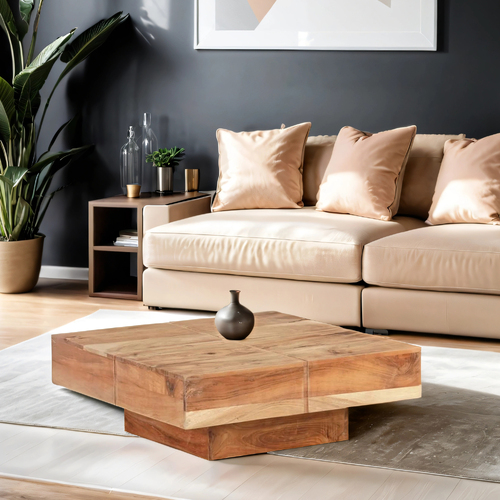 "Spencer" Solid Timber Coffee Table 80x80 cm in Acacia